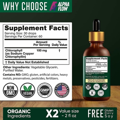 OEM Private Label Liquid Chlorophyll Herbal Extract Chlorophyll Drops Suplement energetyczny