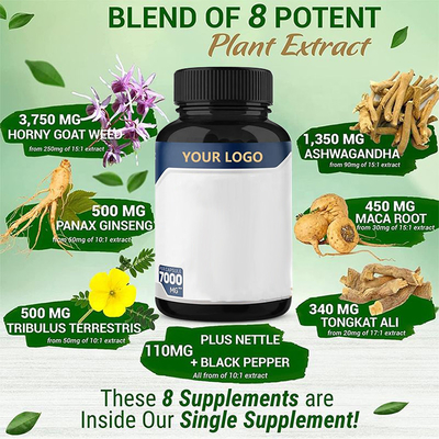0,5 g męskich suplementów diety Naturalny ekstrakt ziołowy Tongkat Ali Power For Men Horney Goat Weed Capsules